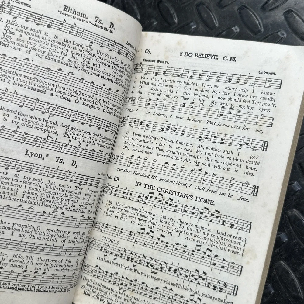 Antique 1925 Church Hymnal‎ Shaped Note Vintage Primitive Farmhouse Decor